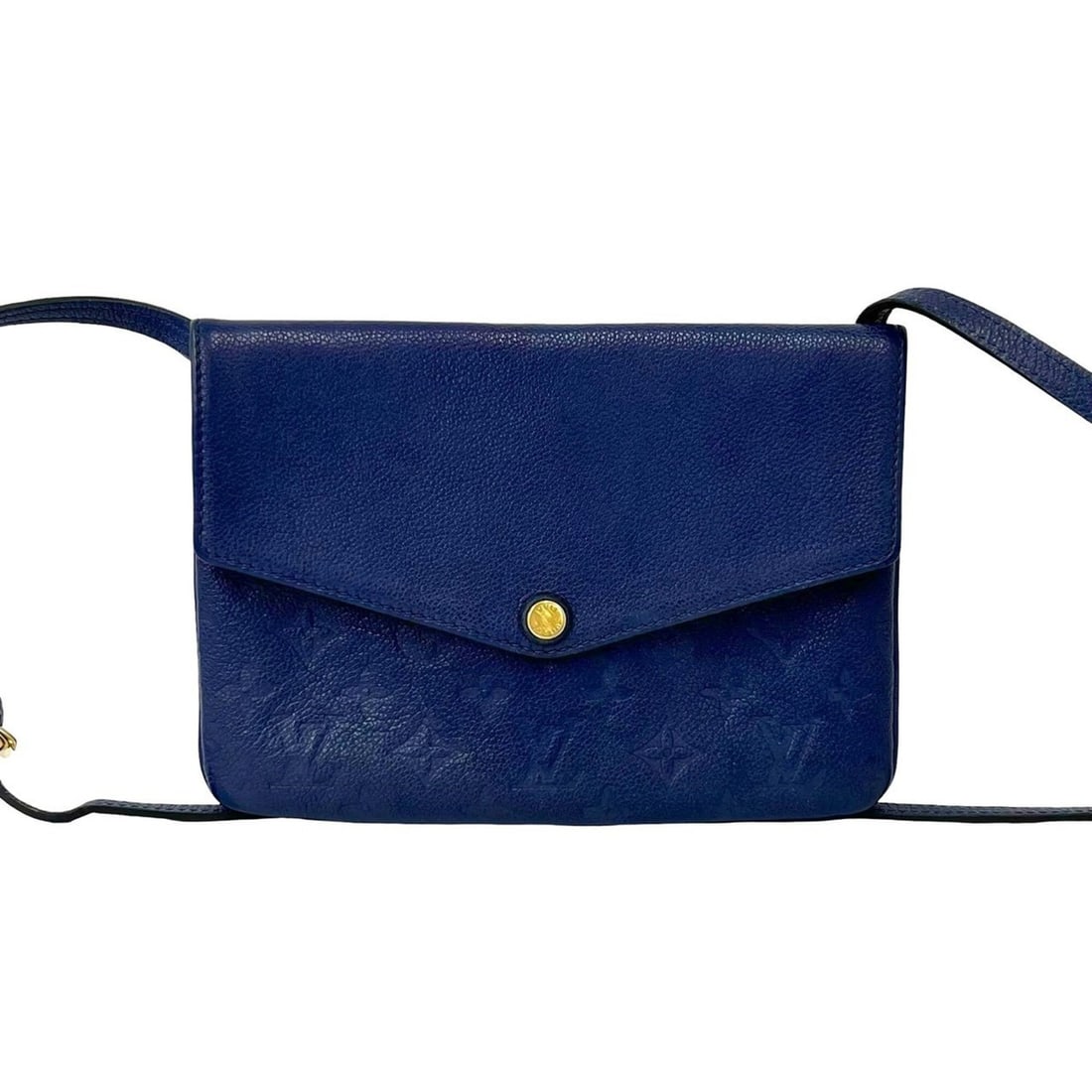 LOUIS VUITTON Louis Vuitton Twice Monogram Empreinte Leather Genuine Shoulder Bag Pochette Blue (1 of 10)