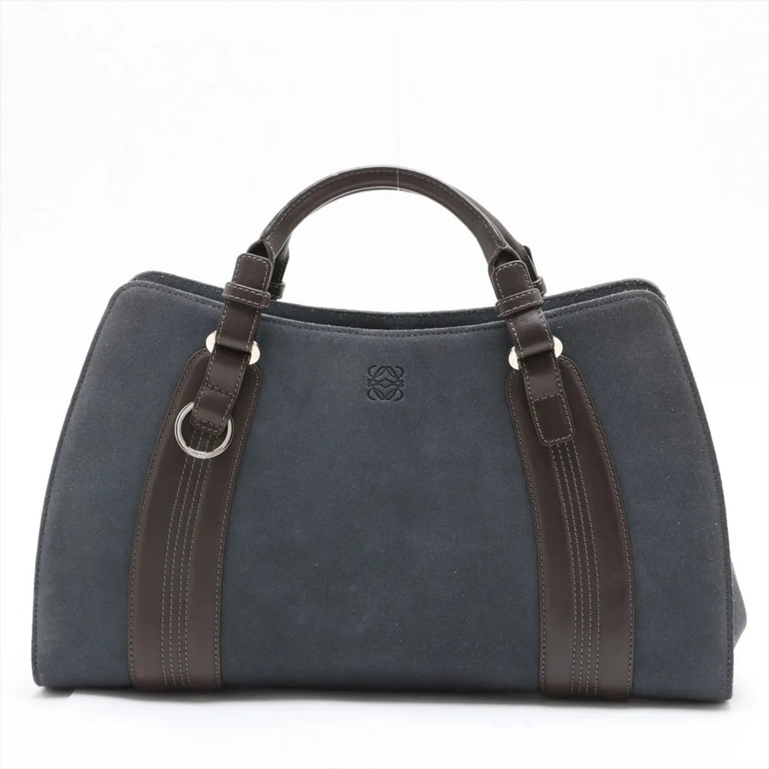 Loewe Anagram Leather Handbag Tote Bag with Silver Hardware - Women's: --- Catalog ---Category: SizeSize (HxWxD): 23cm x 38.5cm x 9.5cm / 9.05'' x 15.15'' x 3.74''Category: DesignType: Handbag, Tote bagColor: Blue, BrownGender: WomenMaterial: Leather Category: GeneralBra