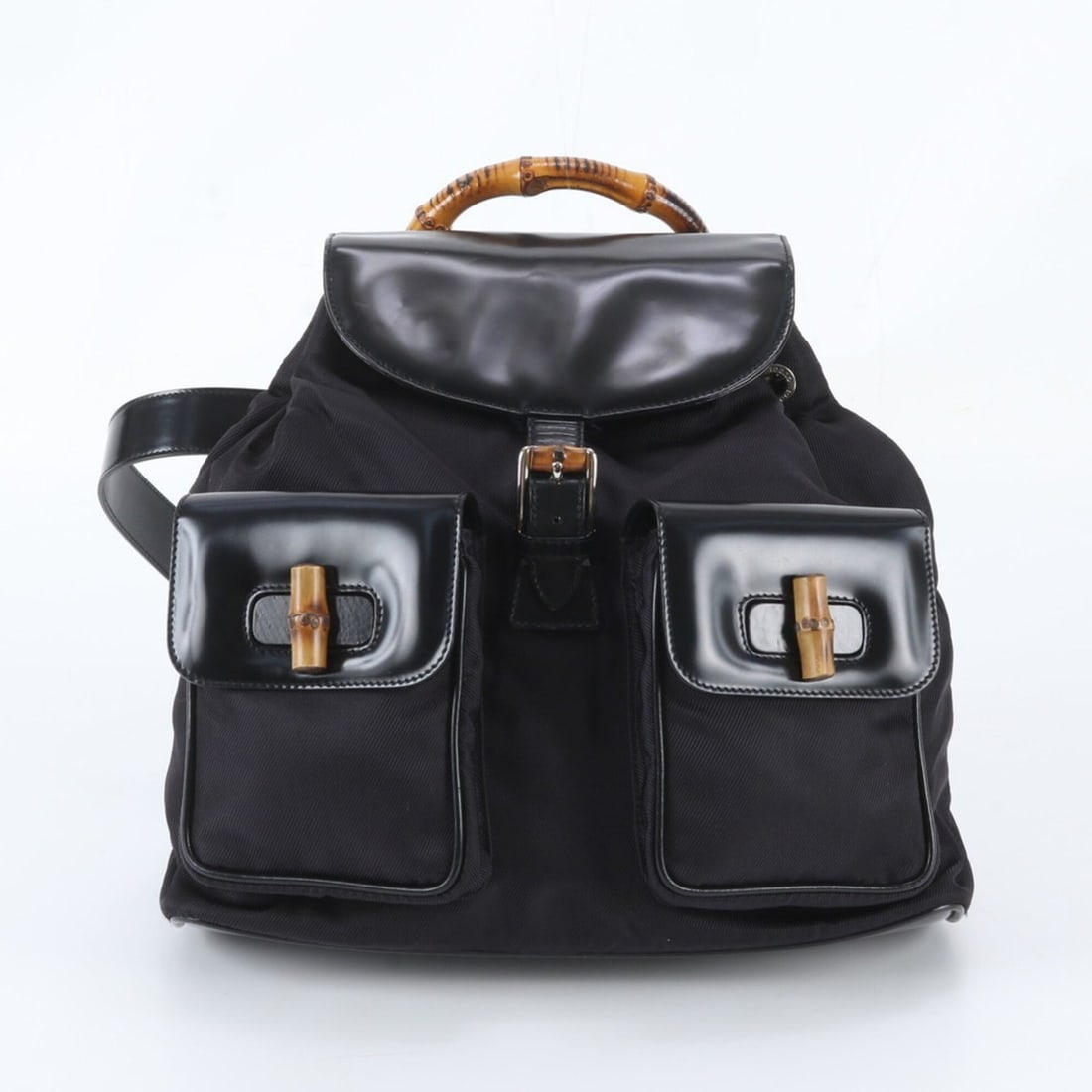 Gucci Bamboo 003 2058 Leather Backpack/Shoulder Bag, Black, Women's: --- Catalog ---Category: SizeSize (HxWxD): 25cm x 31cm x 10cm / 9.84'' x 12.2'' x 3.93''Category: DesignType: Backpack, Shoulder bagColor: BlackGender: WomenMaterial: Leather , Canvas Category: Genera