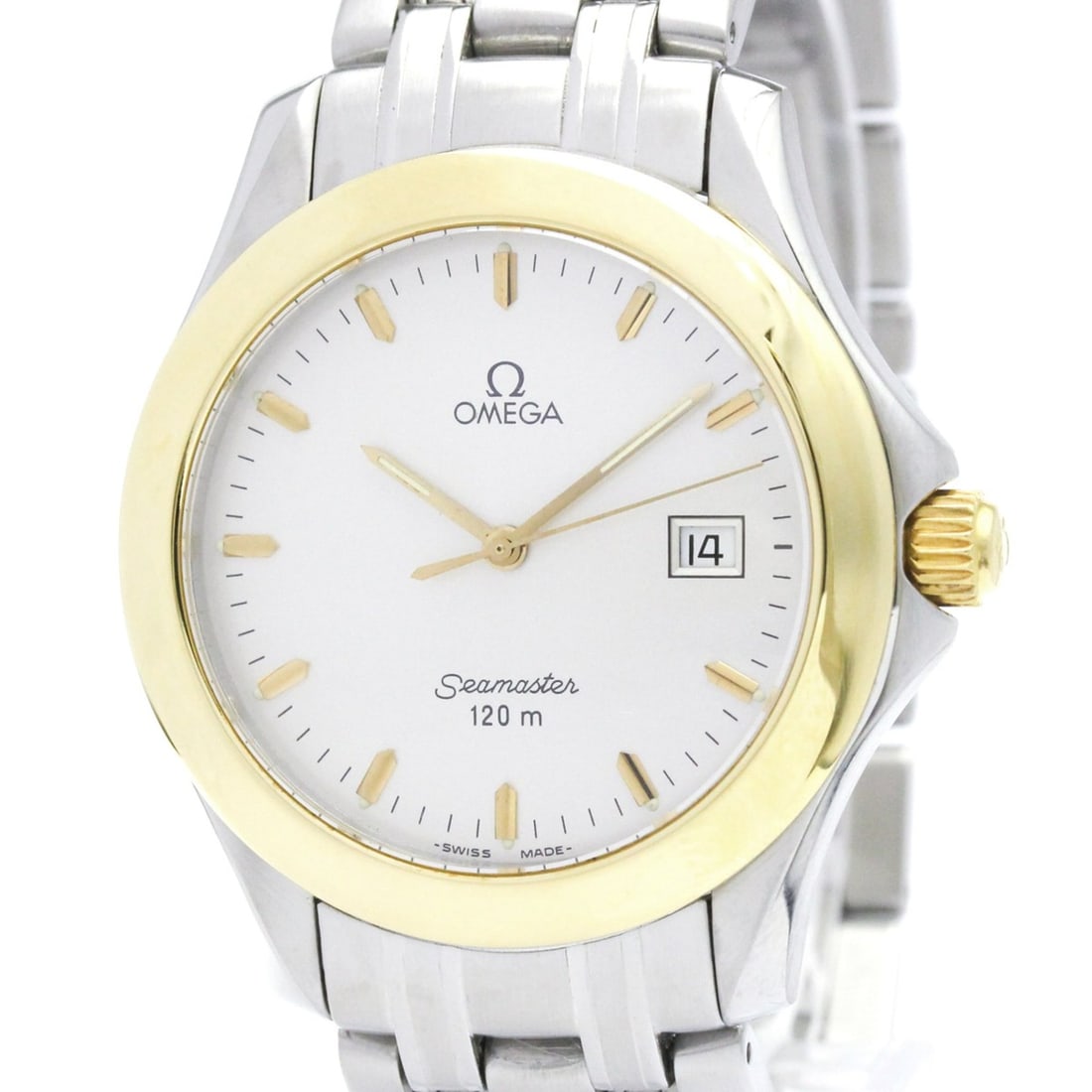 OMEGA Seamaster 18K Gold Steel Quartz Mens Watch 2411.31 Polished: --- Catalog ---Category: SizeCase Diameter: 36mm / 1.42''Category: DesignType: WristwatchStyle: SportGender: MenColor (Dial): SilverMaterial (Band): Stainless steelMaterial (Case): Stainless steel, Ye