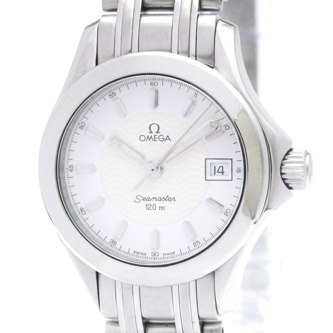 OMEGA Seamaster 120M Steel Quartz Ladies Watch 2581.21 Polished: --- Catalog ---Category: SizeCase Diameter: 26mm / 1.02''Category: DesignType: WristwatchStyle: SportGender: WomenColor (Dial): WhiteMaterial (Band): Stainless steelMaterial (Case): Stainless steelCat