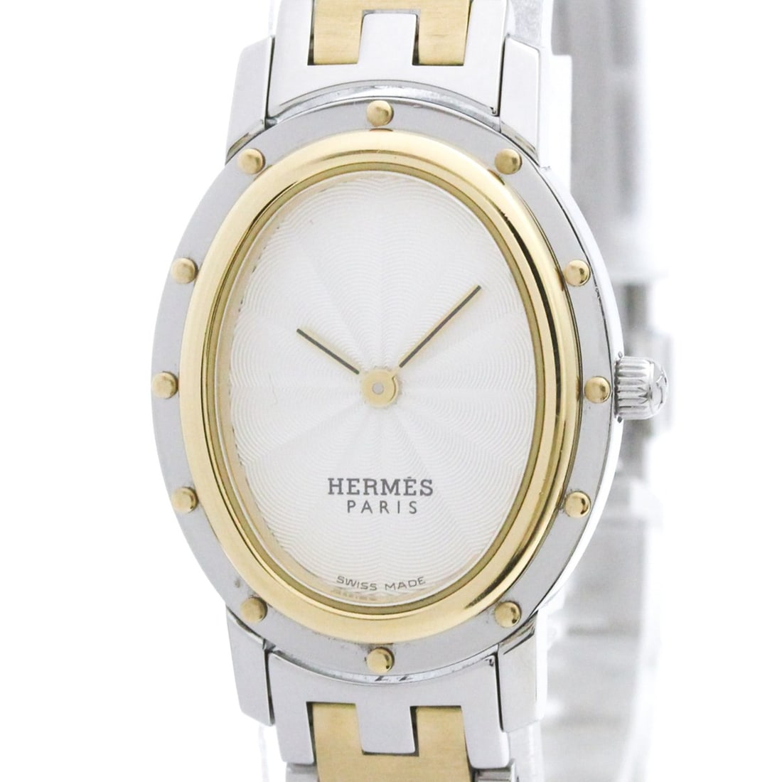 HERMES Clipper Oval Gold Plated Steel Ladies Watch CO1.220 Polished