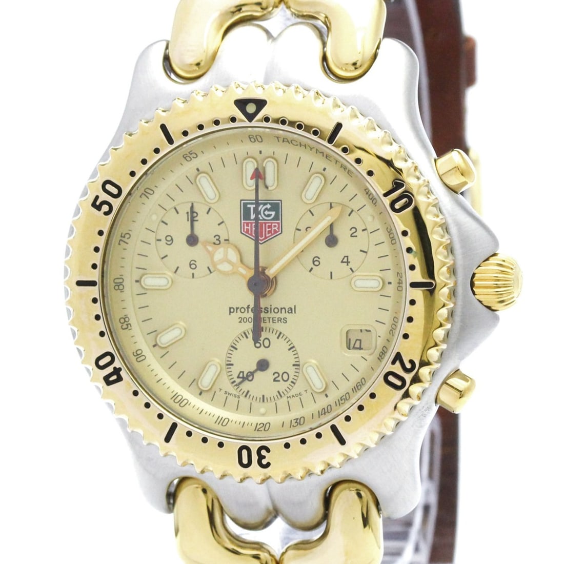 TAG HEUER Sel Chronograph Gold Plated Steel Watch CG1121 Polished