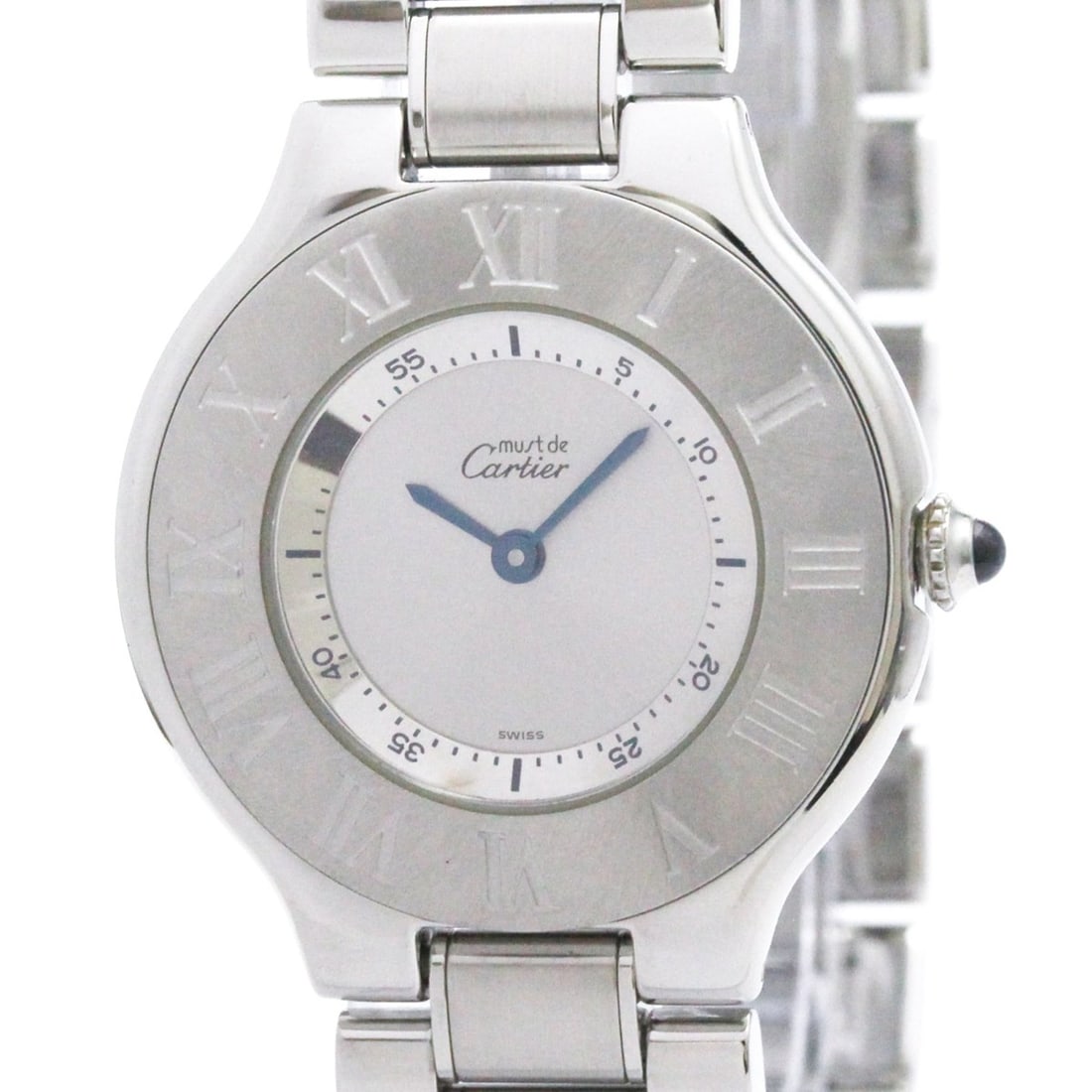CARTIER Must 21 Stainless Steel Quartz Mens Watch W10110T2 Polished: --- Catalog ---Category: SizeCase Diameter: 31mm / 1.22''Category: DesignType: WristwatchStyle: Dress/FormalGender: MenColor (Dial): SilverMaterial (Band): Stainless steelMaterial (Case): Stainless st