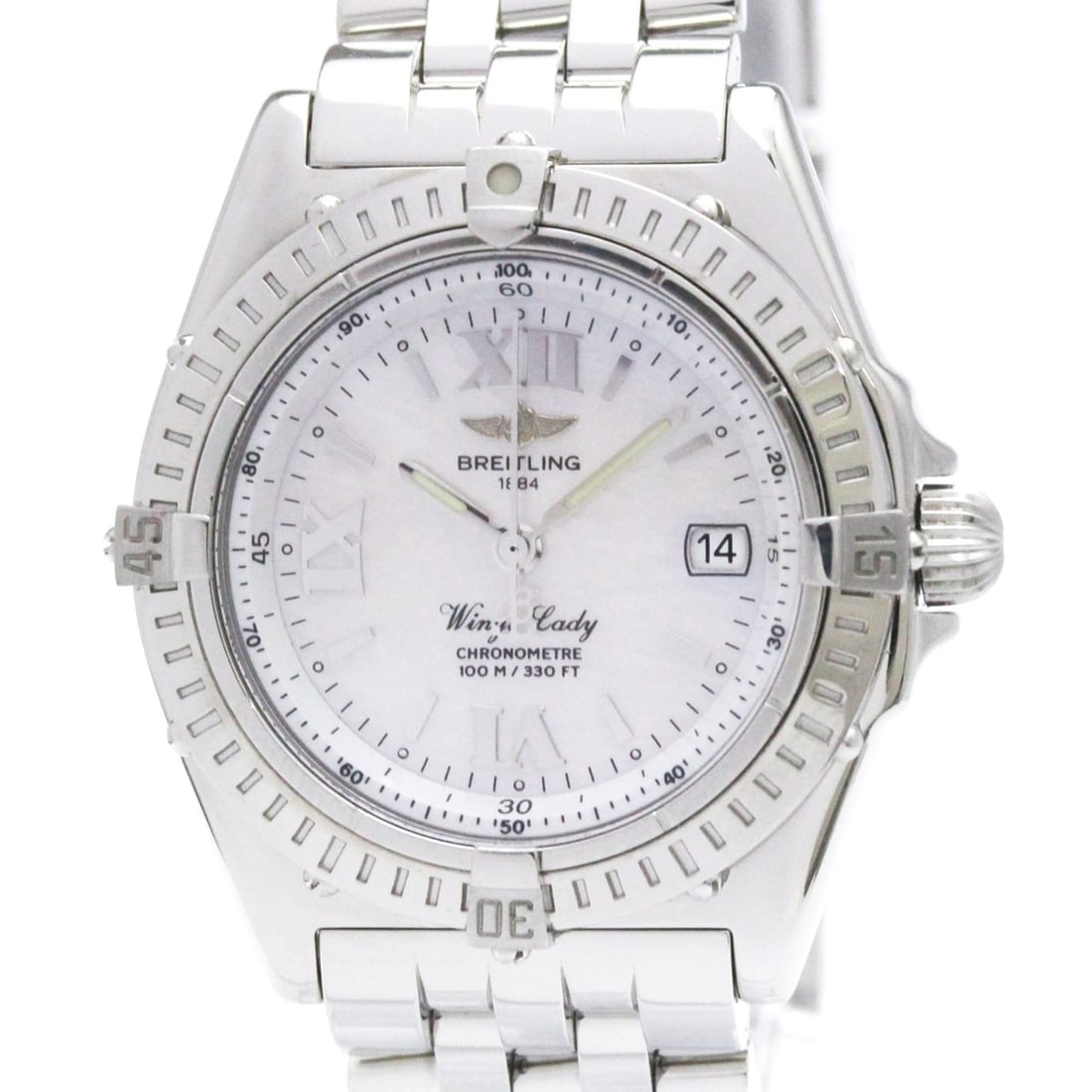 BREITLING Wing Lady MOP Dial Steel Quartz Ladies Watch A67350 Polished