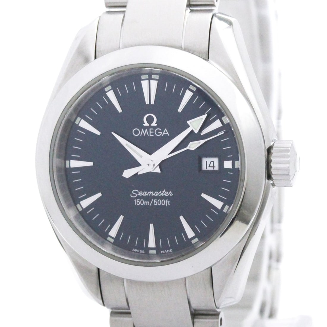 OMEGA Seamaster Aqua Terra Steel Quartz Ladies Watch 2577.80 Polished: --- Catalog ---Category: SizeCase Diameter: 29mm / 1.14''Category: DesignType: WristwatchStyle: SportGender: WomenColor (Dial): BlueMaterial (Band): Stainless steelMaterial (Case): Stainless steelCate