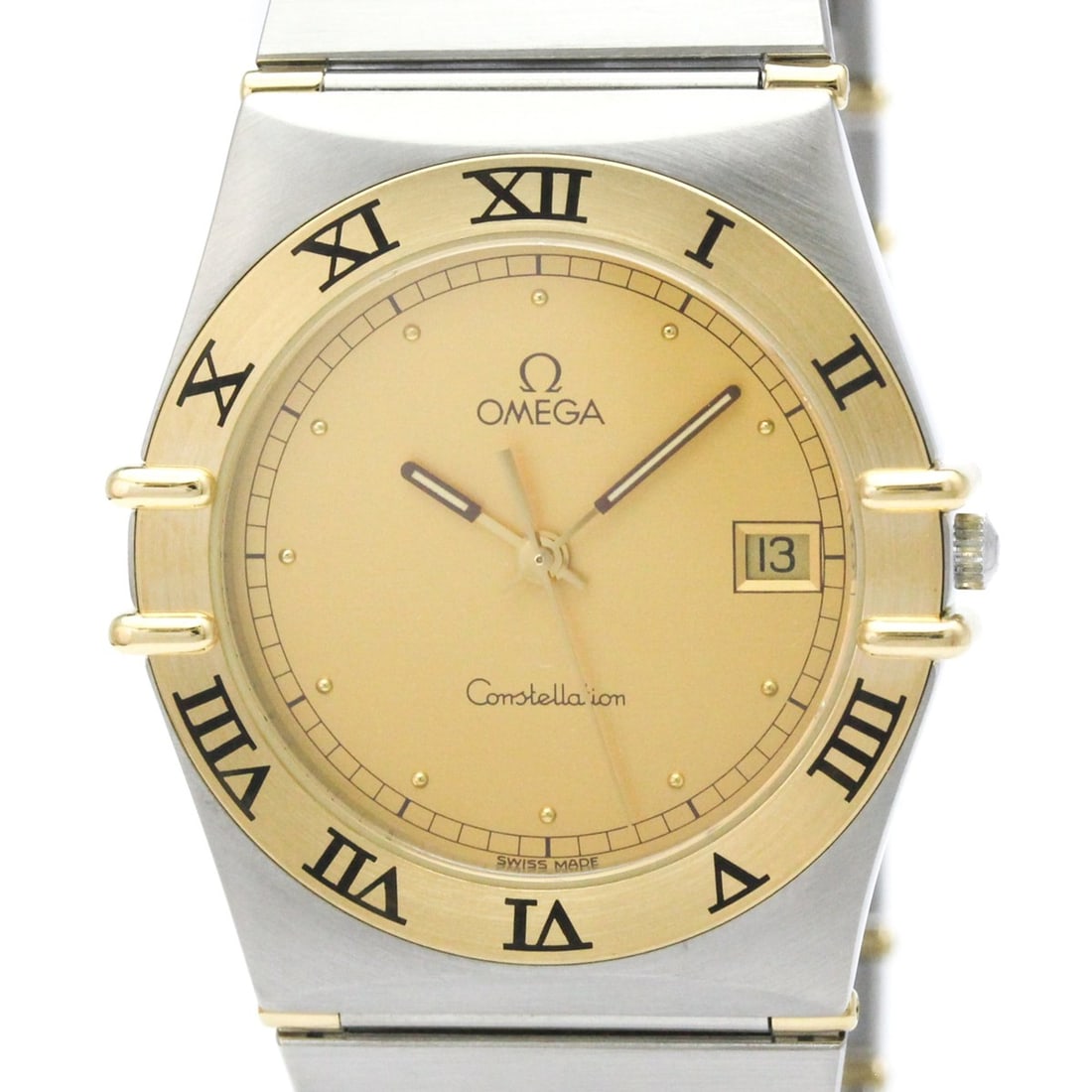 OMEGA Constellation 18K Gold Steel Quartz Mens Watch 396.1070 Polished: --- Catalog ---Category: SizeCase Diameter: 33mm / 1.3''Category: DesignType: WristwatchStyle: Dress/FormalGender: MenColor (Dial): GoldMaterial (Band): Stainless steel, Yellow gold (18K)Material (Cas