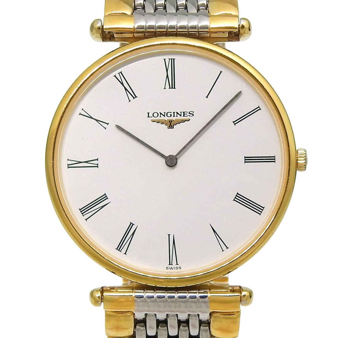 Longines L4 635 2 White Dial Stainless Steel/Gold Plated Quartz Watch, Approx. 32mm, Men's Two-Tone: --- Catalog ---Category: SizeWrist Size: 15.5cm / 6.1''Case Diameter: 32mm / 1.26''Category: DesignType: WristwatchGender: MenColor (Dial): WhiteMaterial (Band): Gold plated, Stainless steelMaterial (