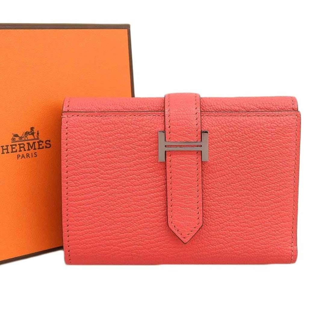Hermes Bearn Combination Tri-fold Wallet, K Stamp, Chambre Mysore, Rose Texas: --- Catalog ---Category: SizeSize (HxWxD): 8cm x 11cm x 3cm / 3.14'' x 4.33'' x 1.18''Category: DesignType: Wallet (tri-fold)Color: PinkGender: WomenMaterial: Chevre myzore leather Category: GeneralBr