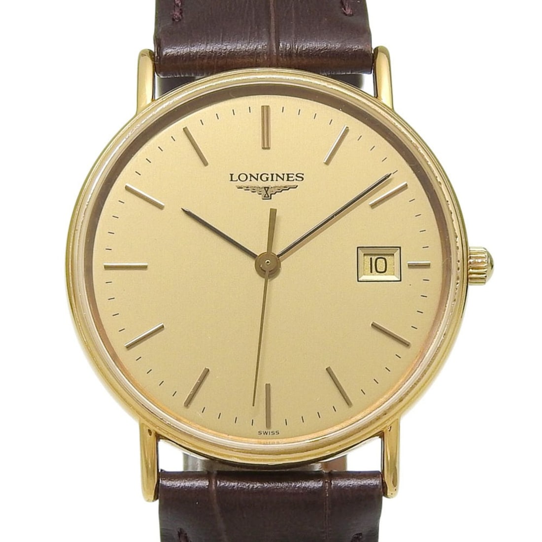 Longines L4 636 2 Gold Dial GP/Leather Quartz Battery Men's Watch Approx. 32mm (Other Strap (1 of 17)