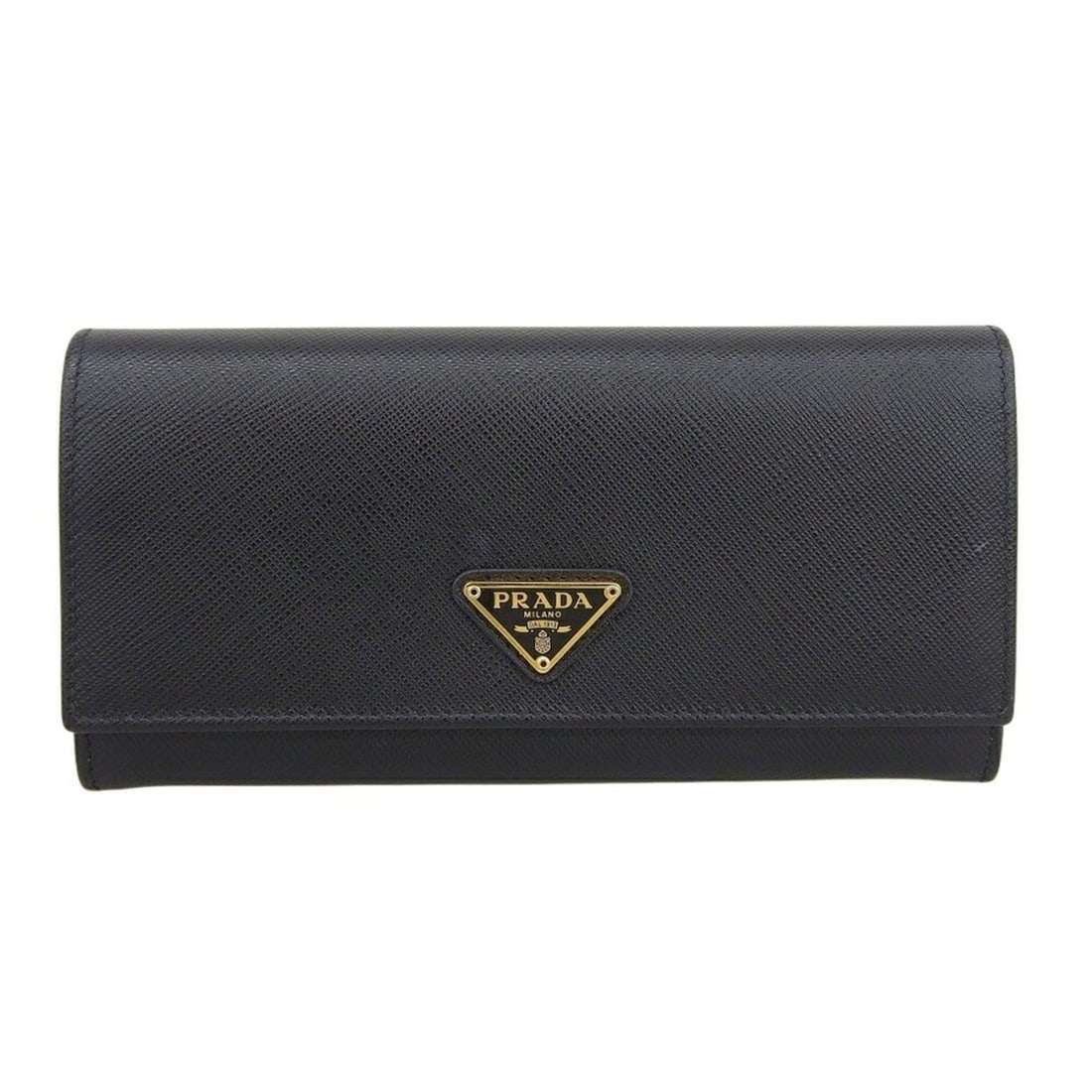 Prada PRADA Long Wallet 1MH132 Saffiano Leather Black Triangle Plate