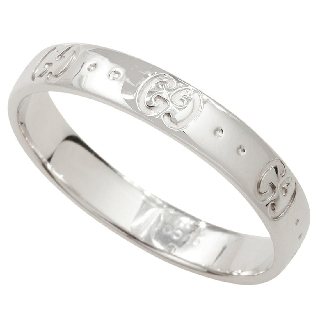 Gucci Icon Ring, approximately 3.6g, 18K White Gold, Size #22 (approximately US size 21), GG design,: --- Catalog ---Category: SizeJP Size: 21US Size: 10Category: DesignType: Band ringGender: MenMaterial: White gold (18K)Category: GeneralBrand: Gucci--- Item List ---Section: ConditionRanking: Rank SA 