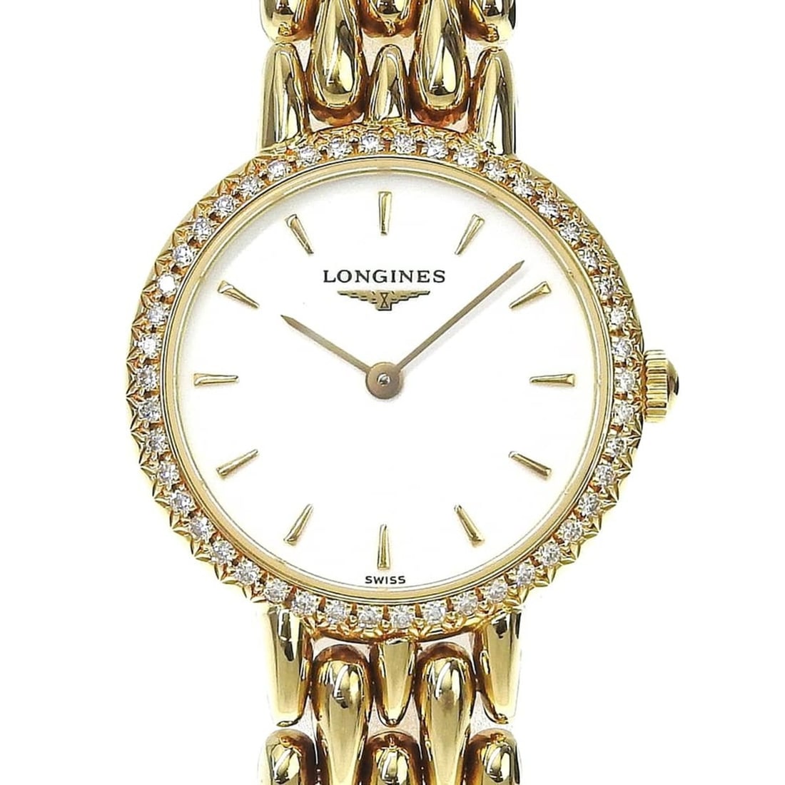 Longines L7 373 3 Solid Gold Watch, Original Diamond Bezel, White Dial, 18K Yellow Gold, 48.5g, (1 of 15)