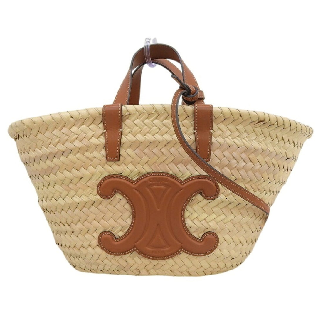 Celine Triomphe basket bag, handbag, shoulder raffia, beige, brown.