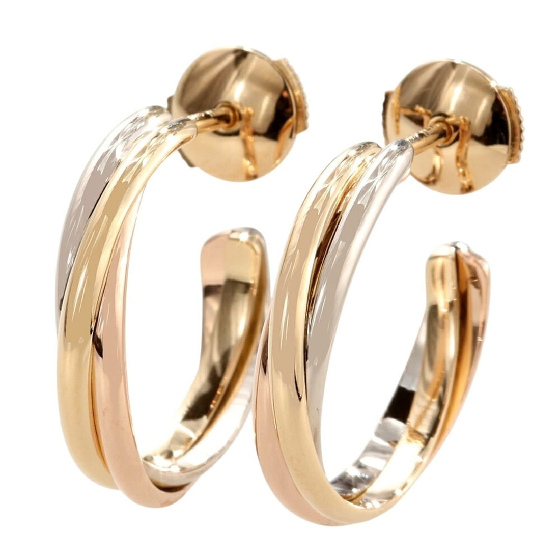 Cartier Trinity Earrings, 7.0g, 18K Yellow Gold, Pink White Gold (Three-Color Gold) (1 of 7)