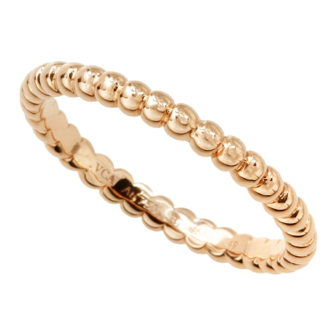 Van Cleef & Arpels 2.0g Perlee Gold Pearl Ring, Small 18KPG, Size #49 (approx. US size 9): --- Catalog ---Category: SizeJP Size: 9US Size: 5Category: DesignType: Band ringColor: Pink goldGender: WomenMaterial: Pink gold (18K)Category: GeneralBrand: Van Cleef & Arpels--- Item List ---Section