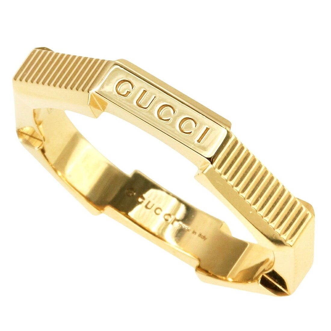 Gucci Link to Love Ring, 5.1g, 18KPG 750 Pink Gold, Size #15 (approx. US size 14), Octagonal,: --- Catalog ---Category: SizeJP Size: 14US Size: 7Category: DesignType: Band ringColor: Pink goldGender: WomenMaterial: Pink gold (18K)Category: GeneralBrand: GucciCountry of Origin: Italy--- Item Lis