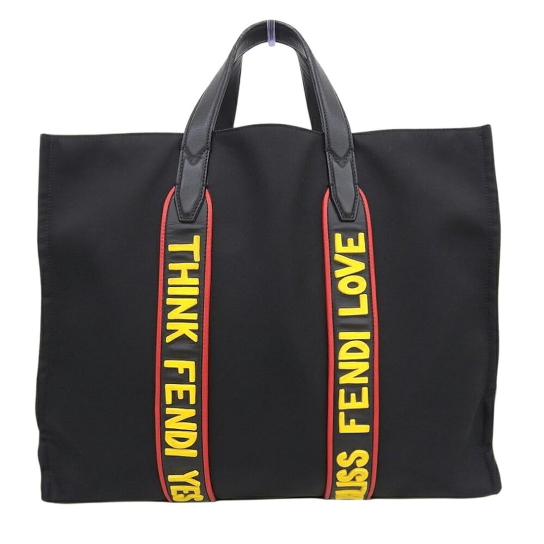 Fendi THINK YES BLISS LOVE 7VA390 Tote Bag, Nylon x Leather, Black: --- Catalog ---Category: SizeSize (HxWxD): 33cm x 39.5cm x 17.5cm / 12.99'' x 15.55'' x 6.88''Category: DesignType: Tote bagColor: BlackGender: Women,MenMaterial: Nylon , Leather Category: GeneralMPN: