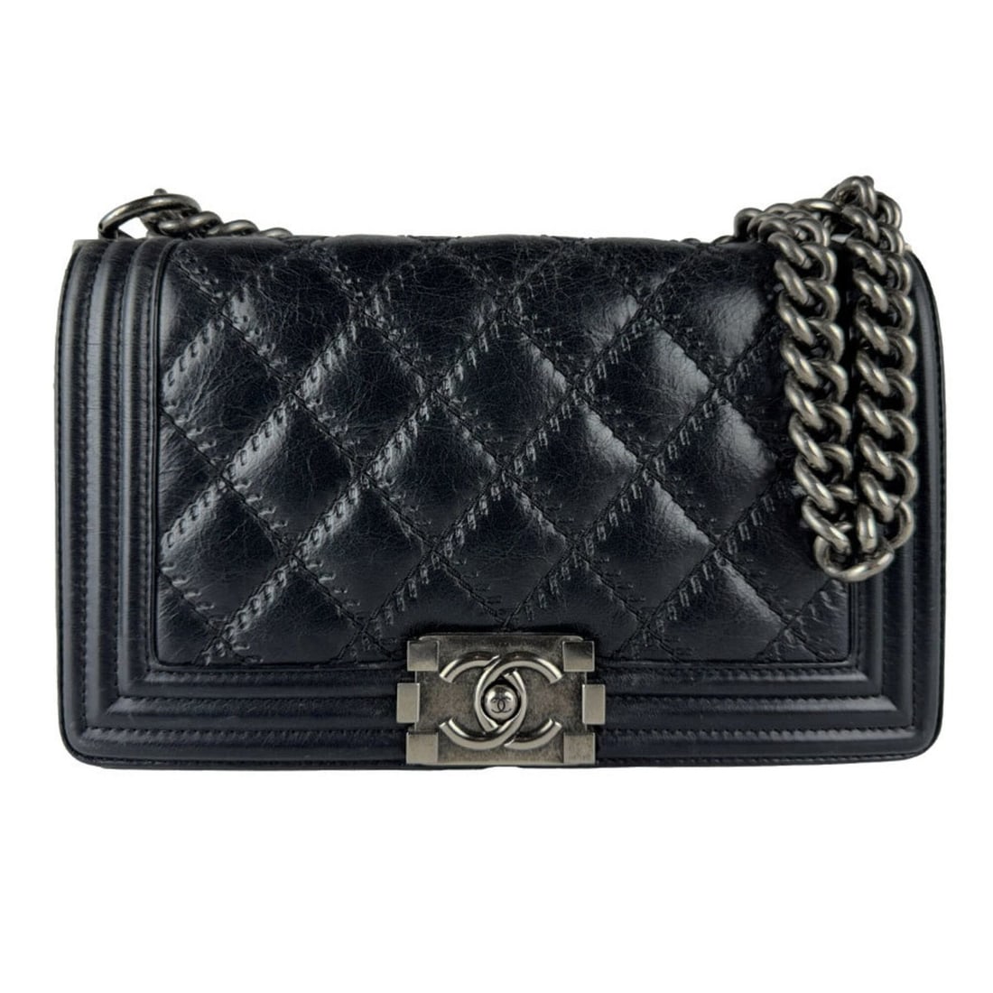 Chanel Boy Shoulder Bag, Leather, Black, Women's (z10819)