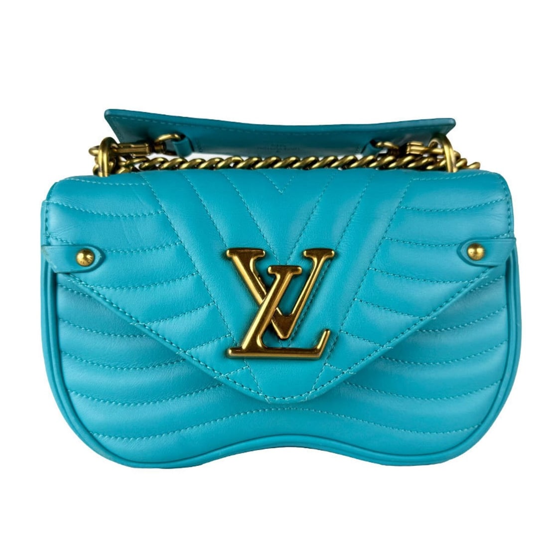 Louis Vuitton LOUIS VUITTON Shoulder Bag New Wave Chain Leather Turquoise Blue Women's M51936 z10815