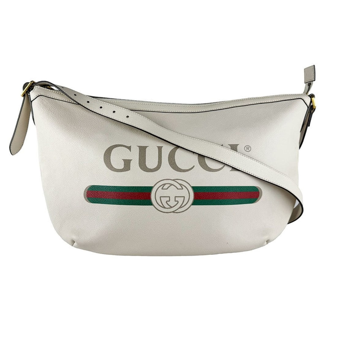 Gucci Half Moon Hobo Shoulder Bag, Leather, Ivory, Men's/Women's, 523588 z10802 (1 of 13)