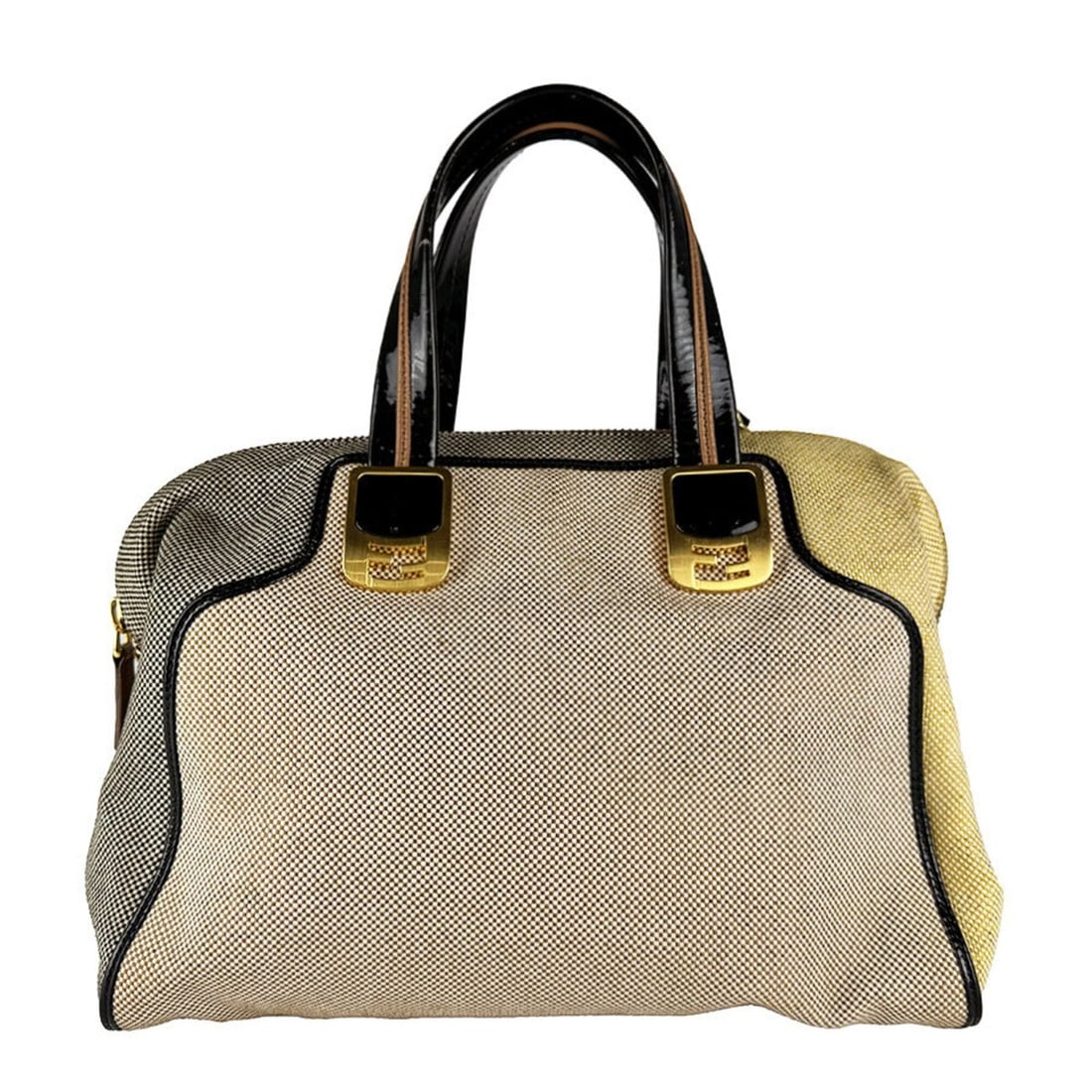 Fendi handbag/shoulder bag, canvas, patent leather, black, brown, yellow, women's, 8BL114-G0W z10798 (1 of 13)