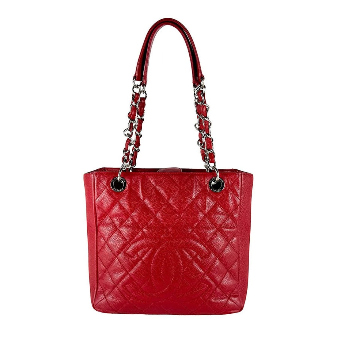 Chanel PST handbag, caviar leather, red, women's, z10748: --- Catalog ---Category: SizeSize (HxWxD): 23cm x 30cm x 9cm / 9.05'' x 11.81'' x 3.54''Category: DesignType: HandbagColor: Red colorGender: WomenMaterial: Grained Calfskin Category: GeneralBrand: Cha