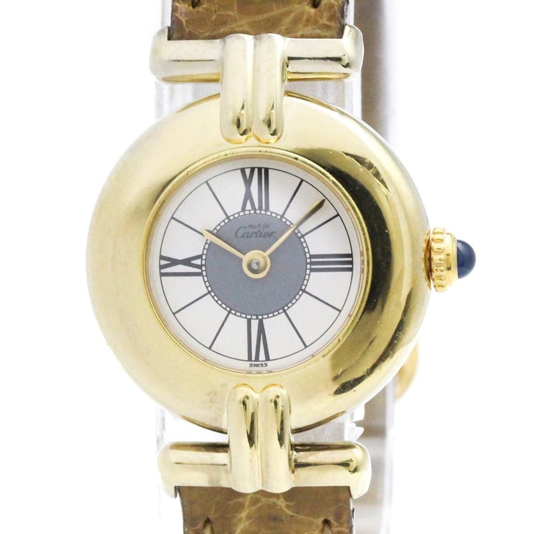 CARTIER Must Colisee Gold Plated Leather Quartz Ladies Watch 590002