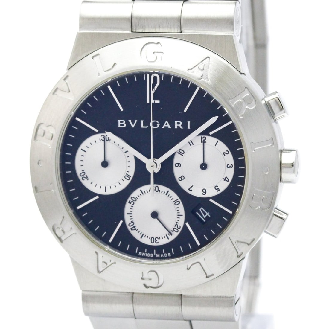 BVLGARI Diagono Chronograph Steel Quartz Mens Watch CH35S Polished