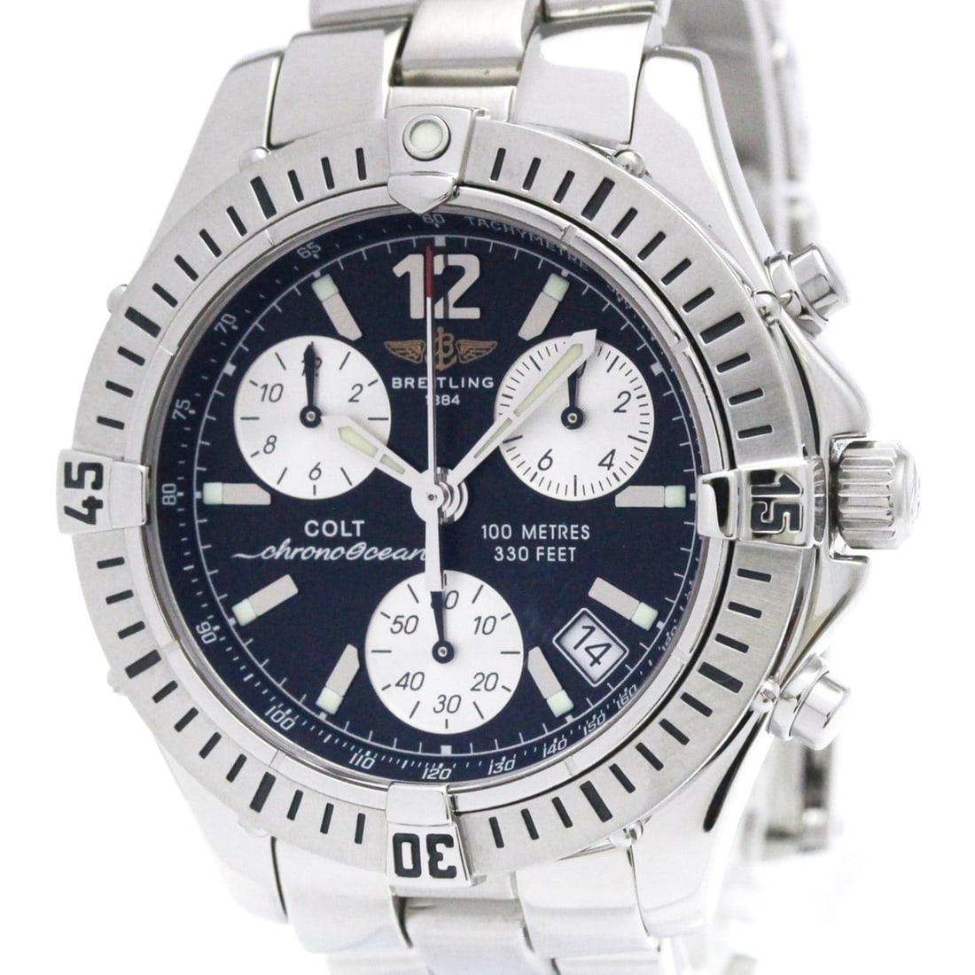 BREITLING Colt Chrono Ocean Steel Quartz Mens Watch A53350 Polished (1 of 10)