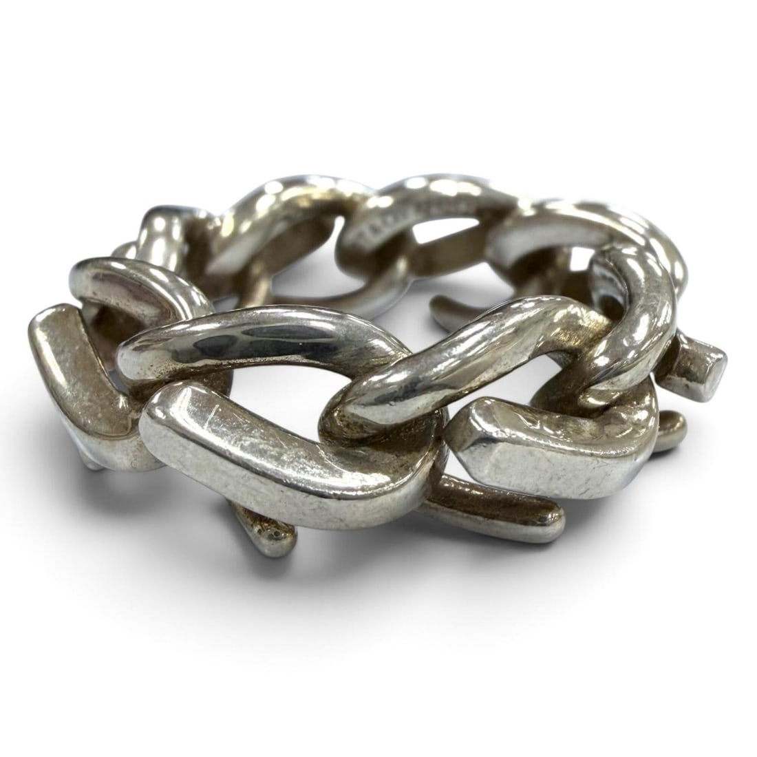 TIFFANY&Co. Tiffany Forge Link AG925 Ring, Silver, Size 22, Weight 10.2g, Men's/Women's Accessory,: --- Catalog ---Category: SizeJP Size: 14US Size: 7Category: DesignType: Band ringColor: SilverGender: Men,WomenMaterial: Silver 925Category: GeneralBrand: Tiffany--- Item List ---Section: ConditionRan