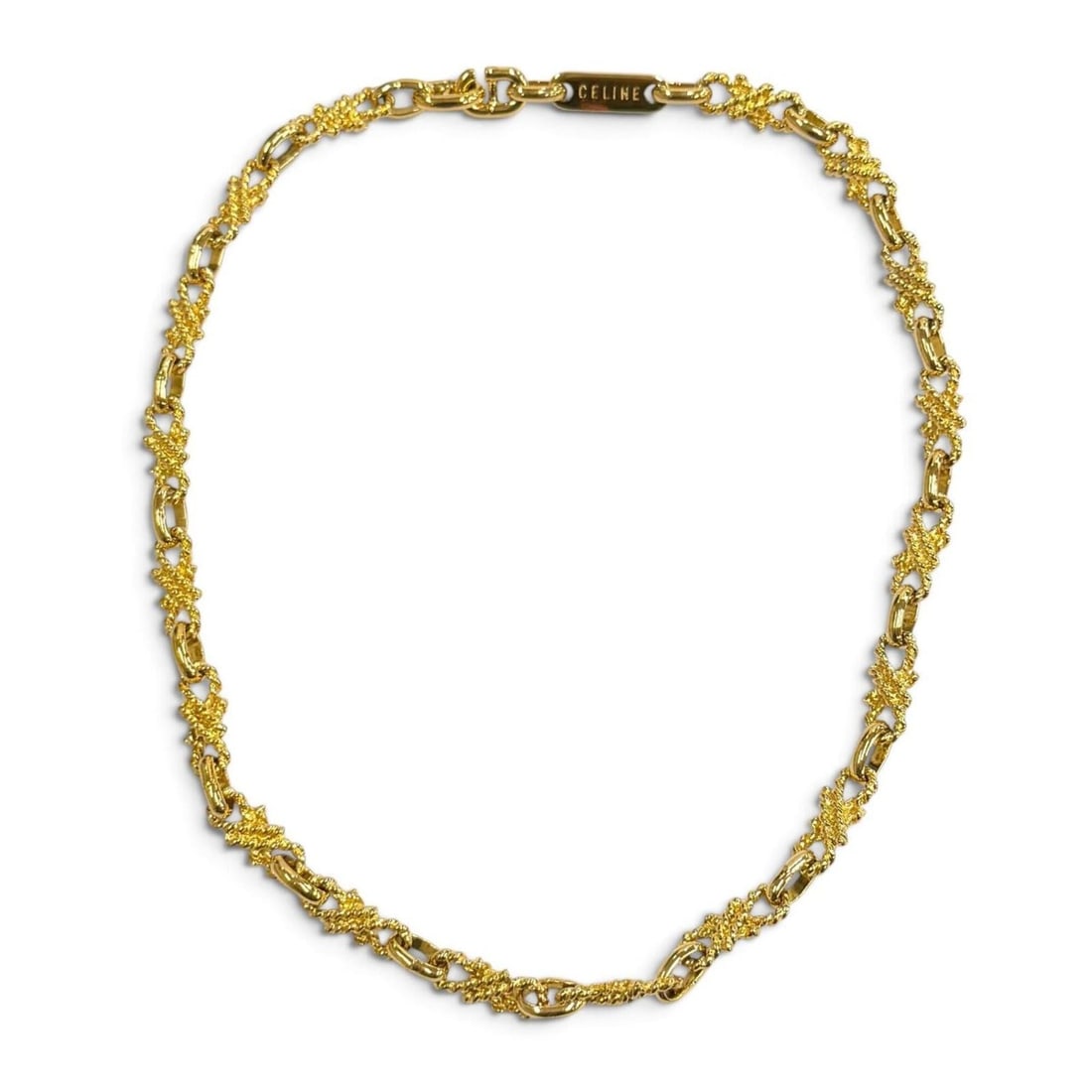 CELINE Vintage Rope Motif Chain Necklace Choker - Gold Women's Accessory (1 of 13)