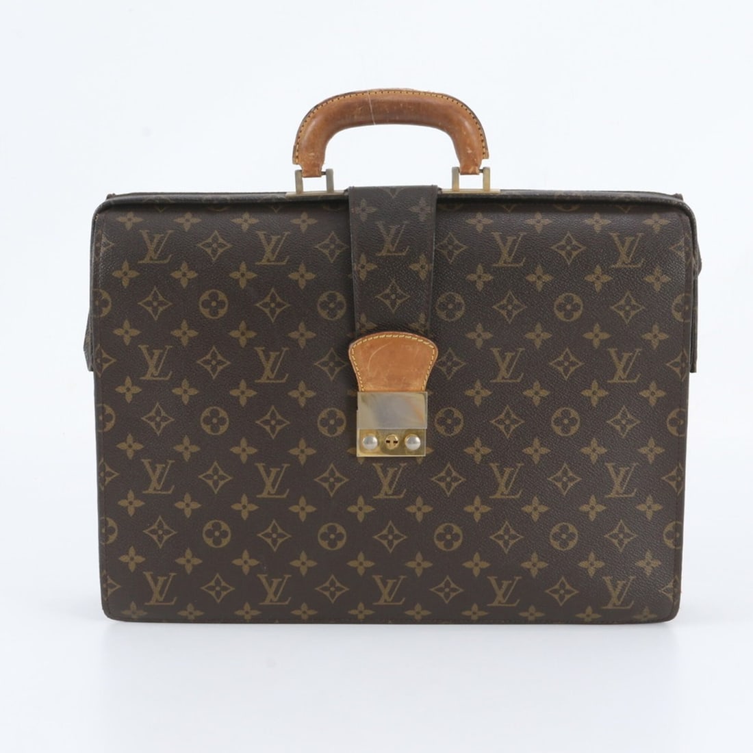 Louis Vuitton Monogram Serviette Fermoire M53305 Leather Business Bag for Men