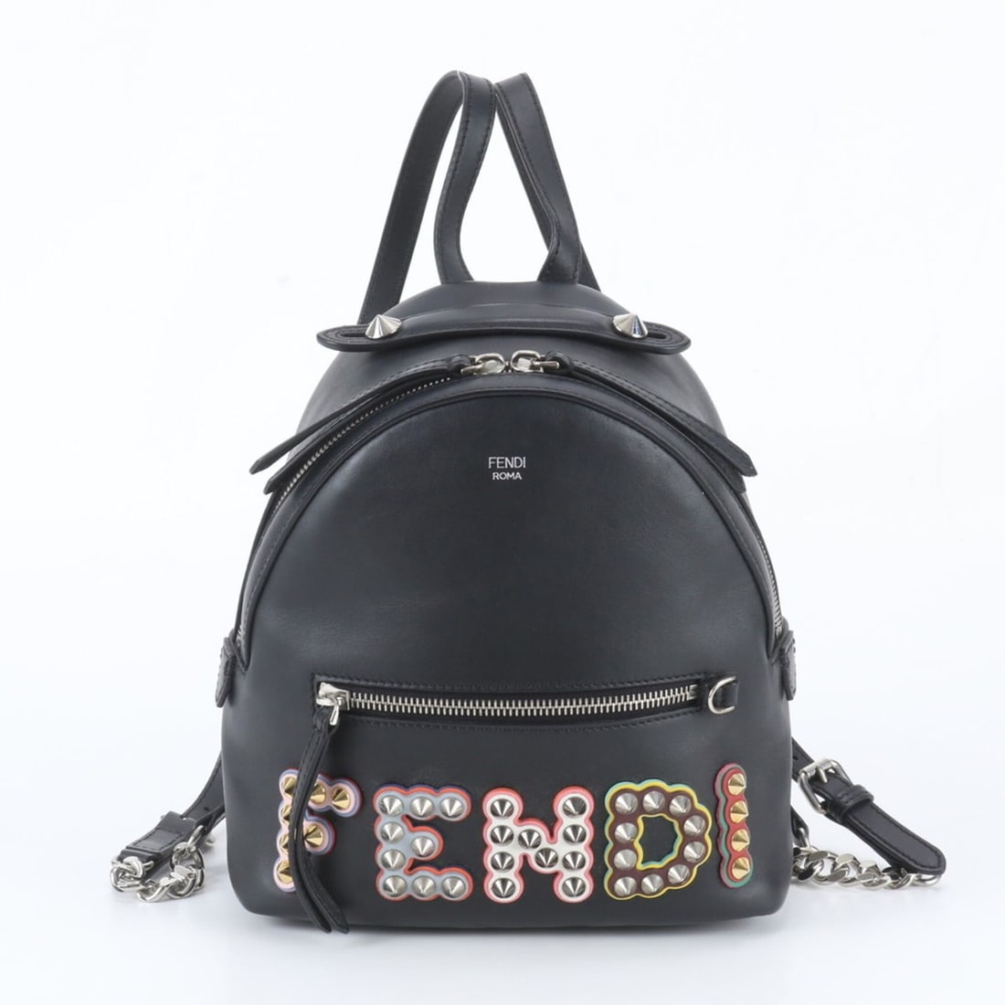 Fendi By The Way Studded Mini Backpack 8BZ038 Leather Rucksack Black Women's (1 of 13)
