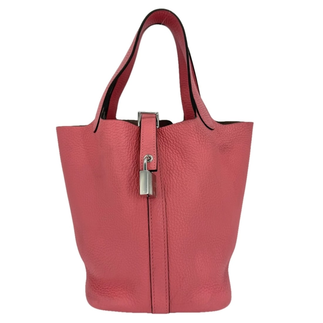 Hermes Picotin Lock PM handbag for women, HERMES A stamp, Taurillon Clemence leather, pink, silver (1 of 11)