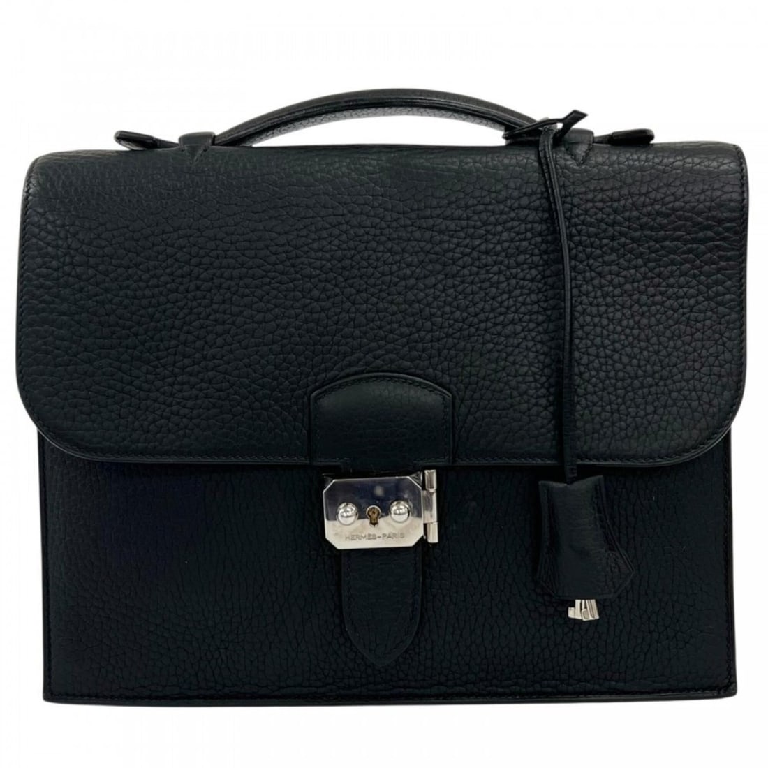 Hermes handbag for women, Sac à Dépêches 27, HERMES leather, black, silver hardware. (1 of 16)