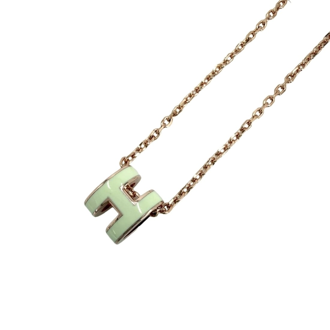 Hermes women's Pop H mini necklace, off-white/gold tone, approximately 2.5g.