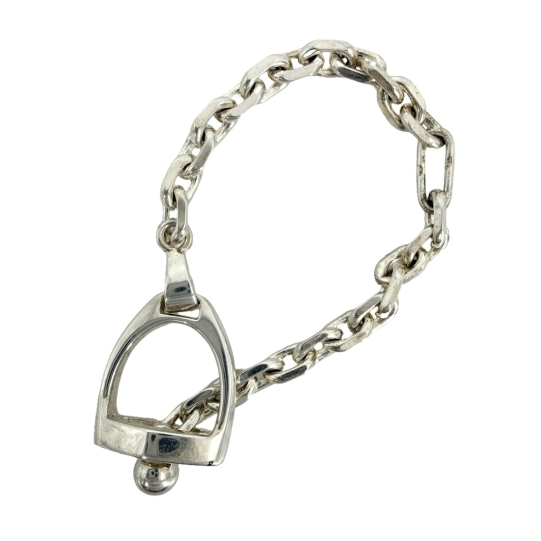Hermes keychain, men's and women's, Etrier charm, 925 sterling silver, approximately 8.3g. (1 of 11)