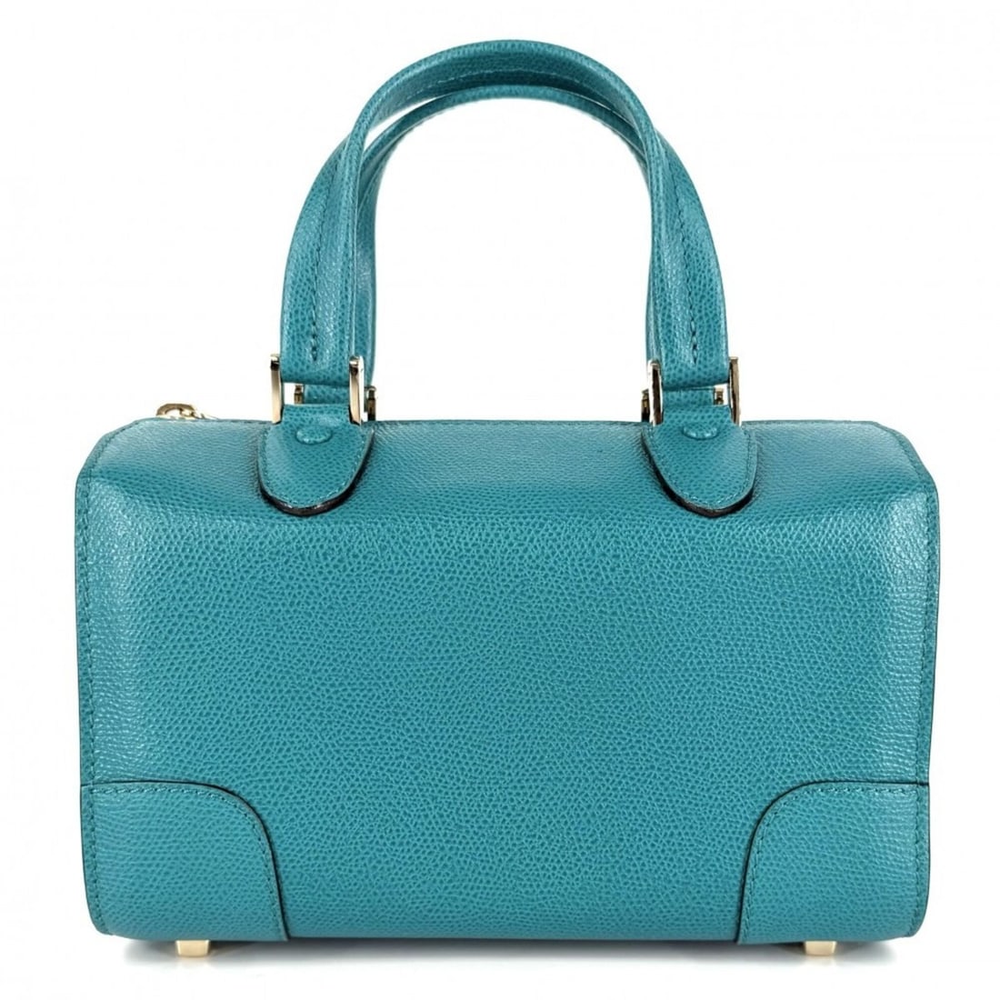 Valextra handbag for women, Babila Mini, small size, leather, green, gold hardware.