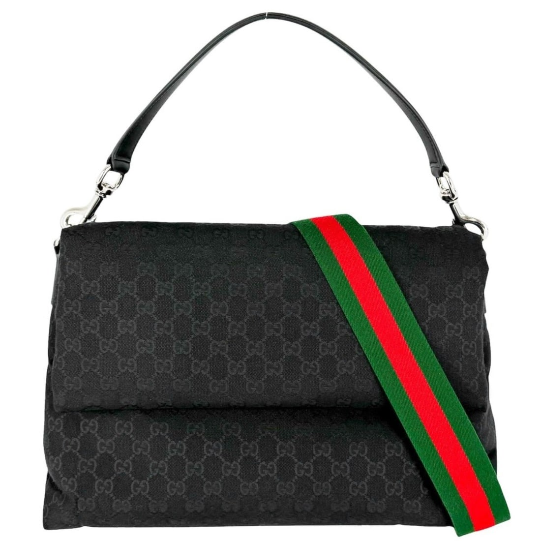 Gucci Women's Handbag Shoulder Bag Crossbody GUCCI 321616 GG Canvas Leather Black Silver Hardware: --- Catalog ---Category: SizeSize (HxWxD): 26cm x 38cm x 13cm / 10.23'' x 14.96'' x 5.11''Category: DesignType: Handbag, Shoulder bagColor: Black, WhiteGender: WomenMaterial: GG canvas Category: Gener
