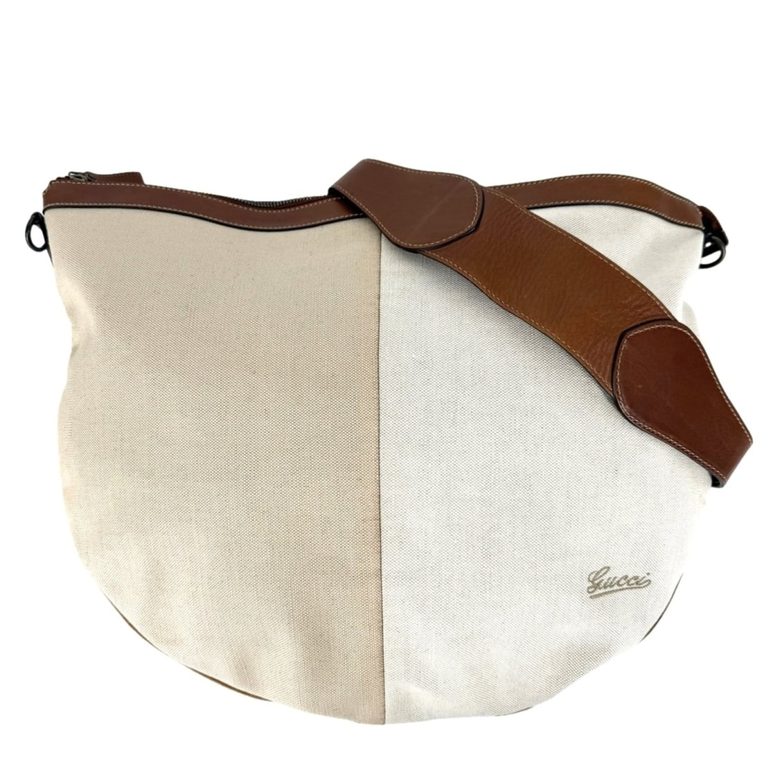 Gucci women's shoulder bag, one-shoulder style, cross-body, GUCCI 170595, canvas and leather, beige
