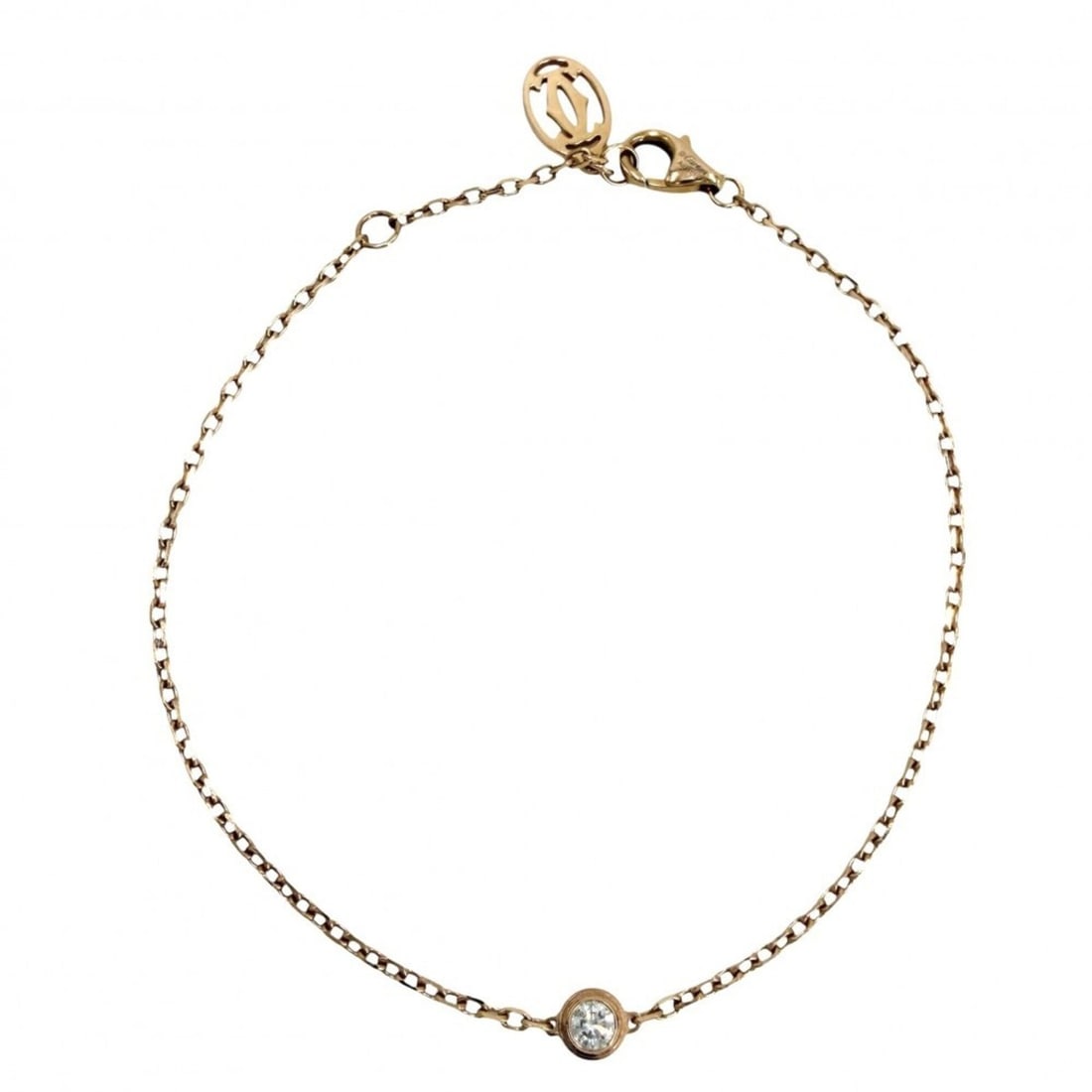 Cartier Damour Bracelet for Women, Single Diamond, Adjustable, Au750 18K Pink Gold, Approx. 2.2g (1 of 13)