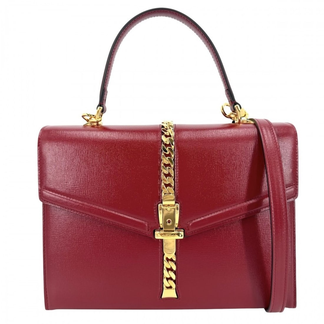 Gucci Women's Sylvie Handbag Shoulder Bag Crossbody GUCCI 602781 Leather Red Gold Hardware: --- Catalog ---Category: SizeSize (HxWxD): 19.5cm x 26cm x 9cm / 7.67'' x 10.23'' x 3.54''Category: DesignType: Handbag, Shoulder bagColor: Red color, WhiteGender: WomenMaterial: Leather Category: Gen