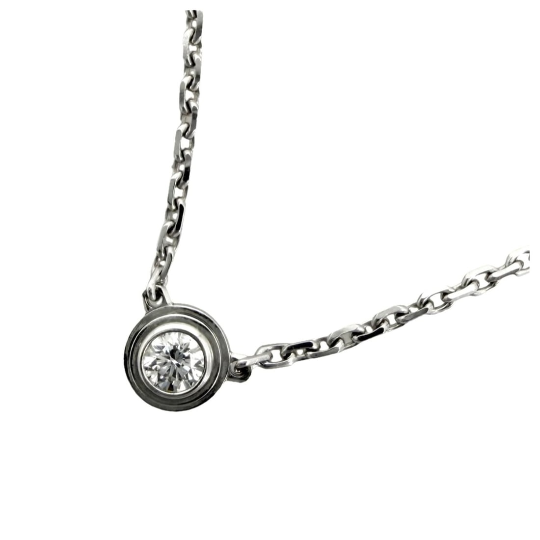 Cartier Damour XS Necklace for Women, Single Diamond, Adjustable, Au750 18K White Gold, Approx. 2.4g: --- Catalog ---Category: SizeNeck Circumference: 42 cm / 16.53''Category: DesignColor: White goldGender: WomenNecklace Type: NecklaceCategory: GeneralBrand: Cartier--- Item List ---Section: ConditionR