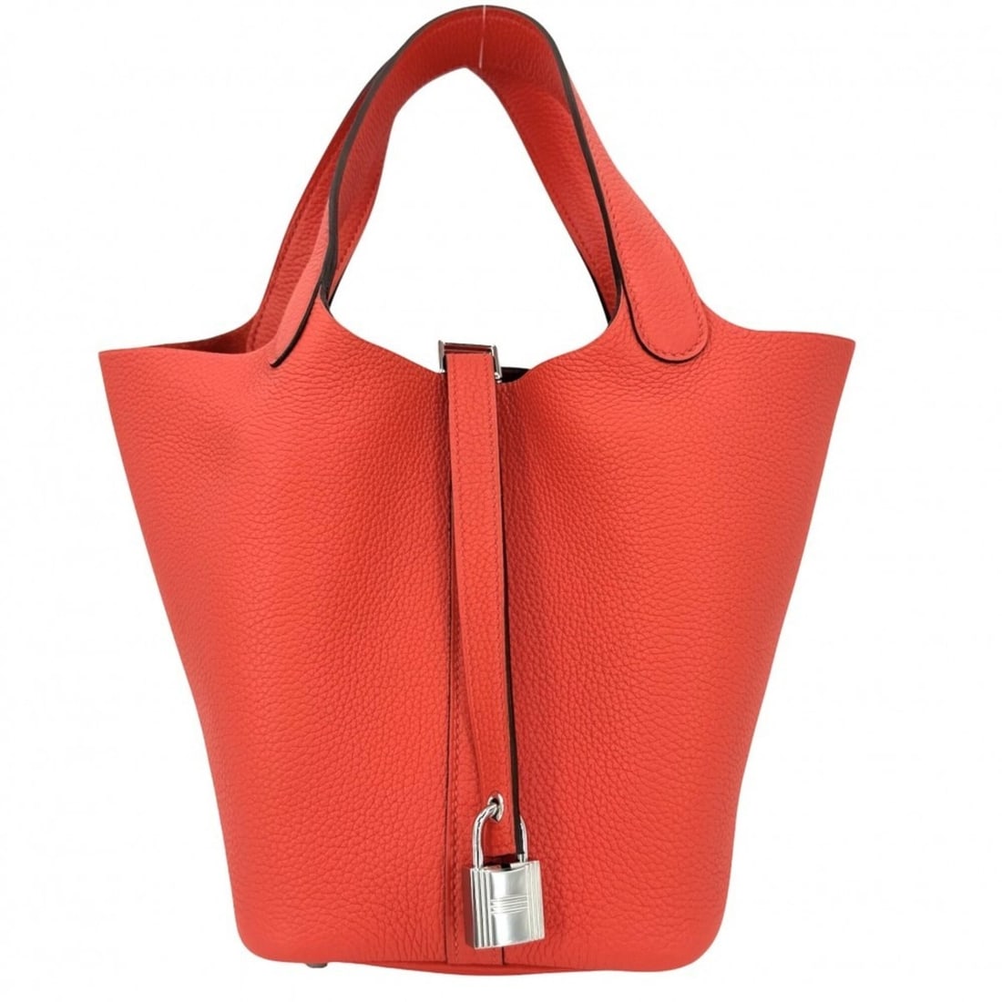 Hermes Picotin Lock PM handbag for women, HERMES D stamp, Taurillon Clemence leather, orange, silver (1 of 10)