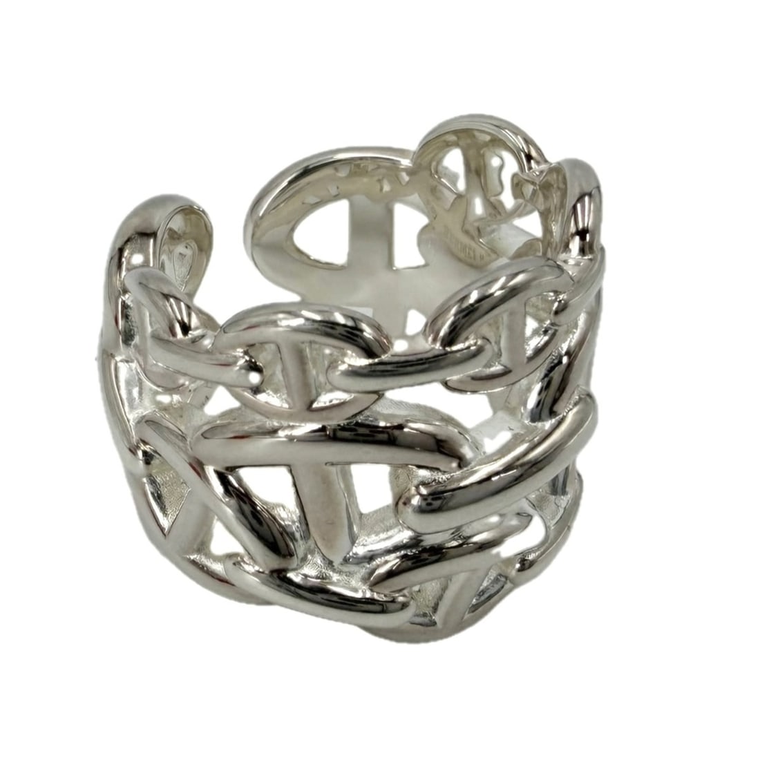 Hermes Chaine d'Ancre Enchainée GM Ring for Men and Women, Size 54, Sterling Silver 925, Approx.: --- Catalog ---Category: SizeJP Size: 14US Size: 7Category: DesignColor: SilverGender: Men,WomenMaterial: Silver 925Category: GeneralBrand: Hermes--- Item List ---Section: ConditionRanking: Rank AB Us