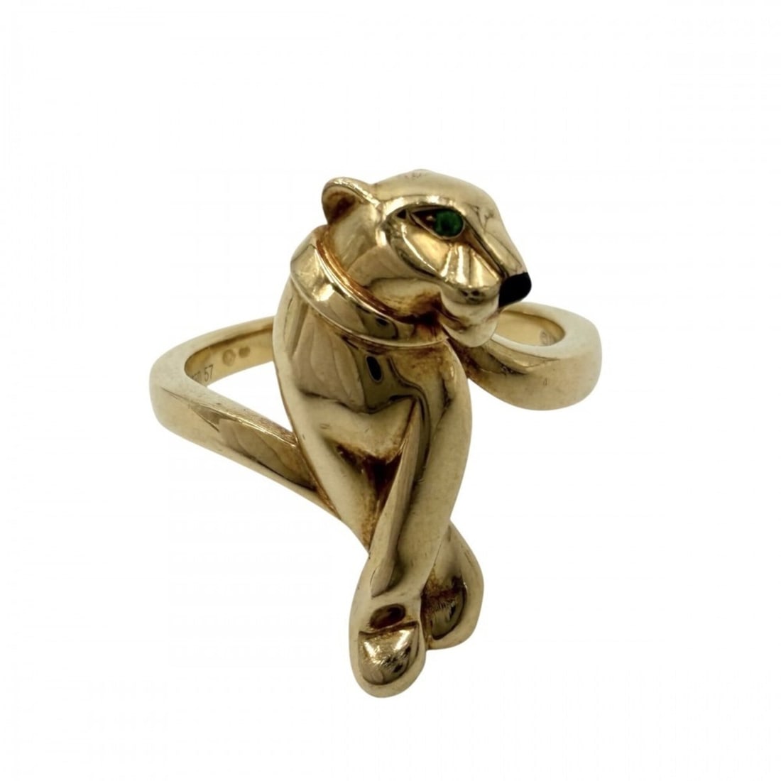 Cartier Women's Panther Ring, Au750 18K Yellow Gold, Design, Size 57, CARTIER K18 Tsavorite, Approx. (1 of 11)