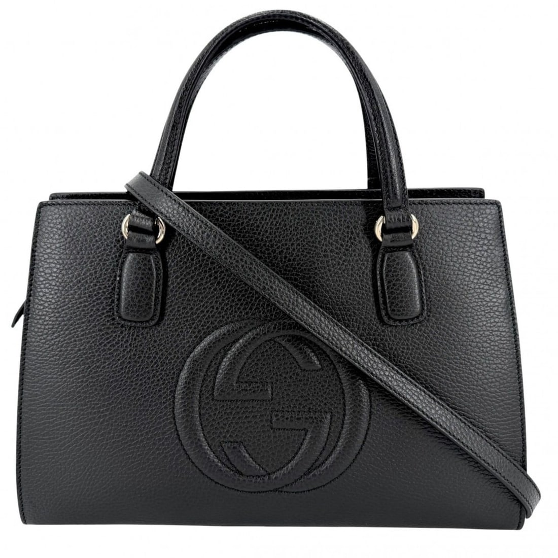 Gucci Women's Handbag Shoulder Bag Soho Interlocking G GUCCI 431571 Leather Black Gold Hardware (1 of 8)