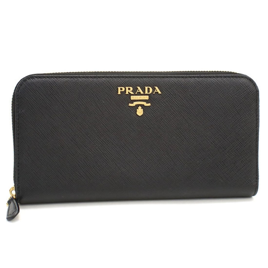 PRADA Prada Long Wallet with Round Zipper 1ML506 Saffiano Leather Women's Black (1 of 14)