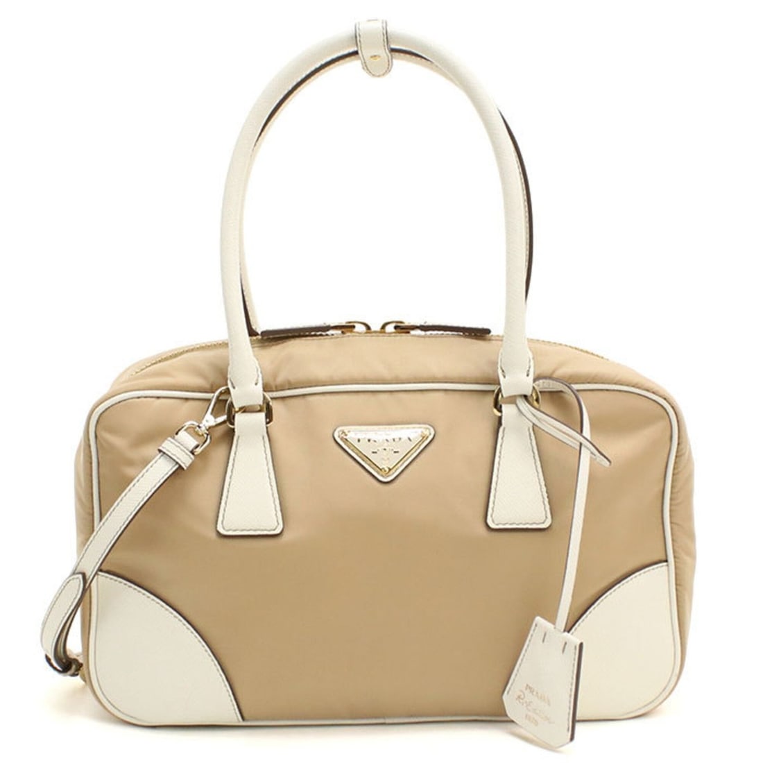 PRADA Prada Handbag 2WAY Re-Nylon Women's Beige (1 of 9)